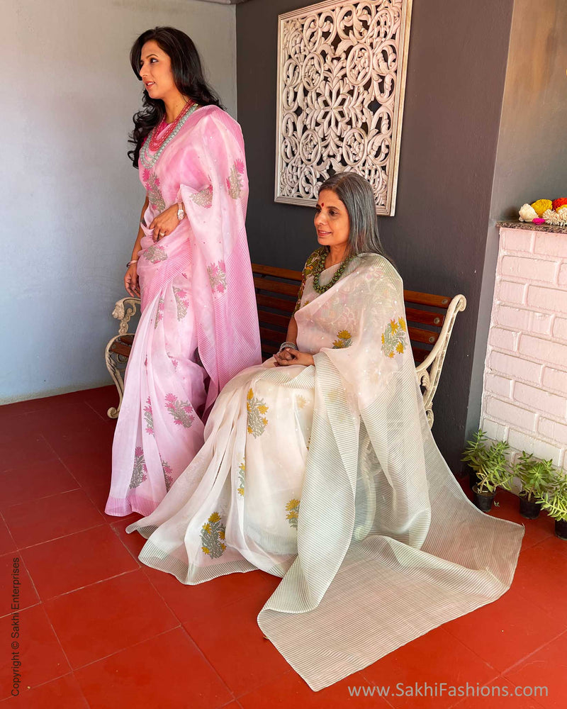 EE-V13720 Pink Organza Saree