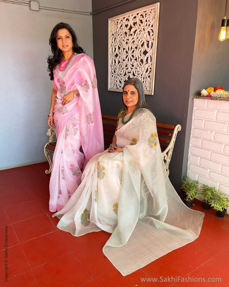 EE-V13720 Pink Organza Saree