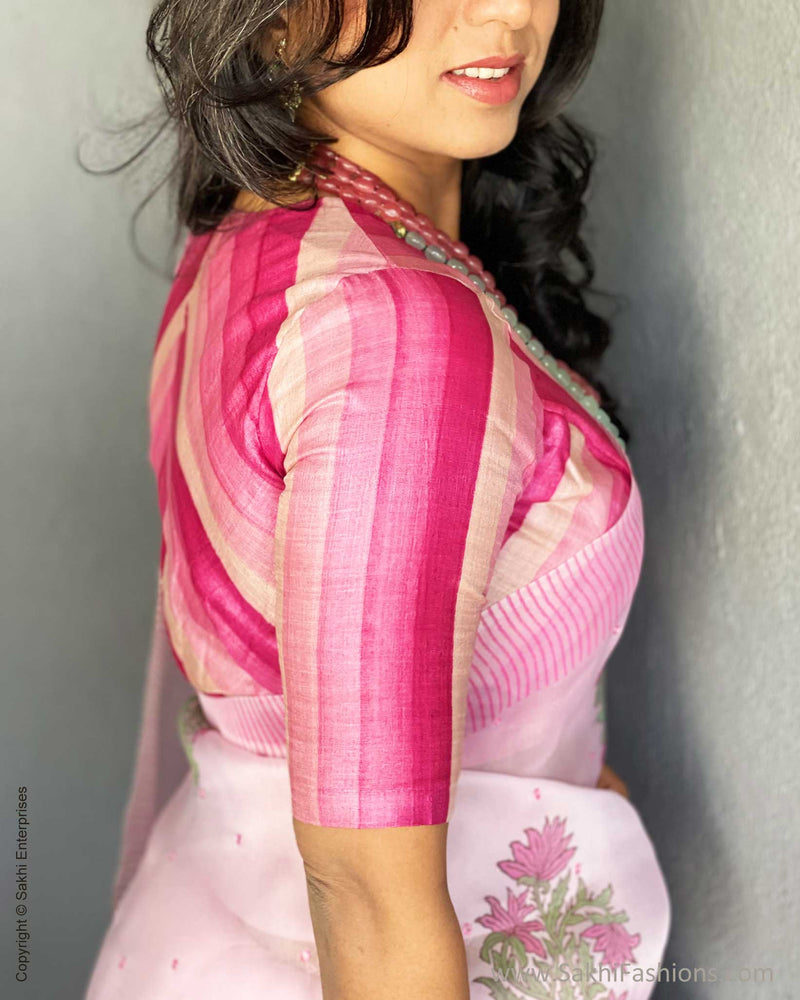 EE-V13720 Pink Organza Saree
