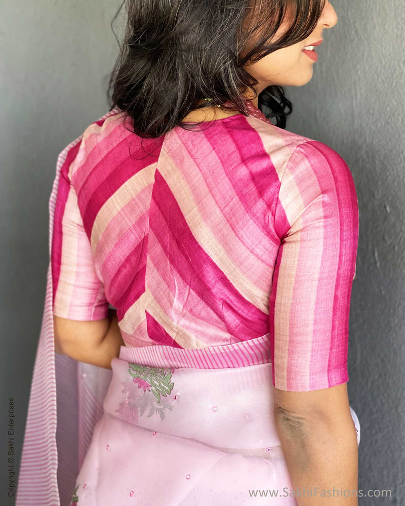 EE-V13720 Pink Organza Saree