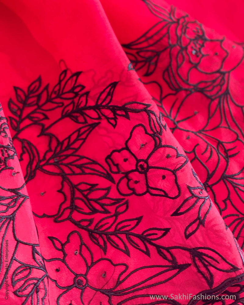 EE-V16880 Red Organza Cutwork