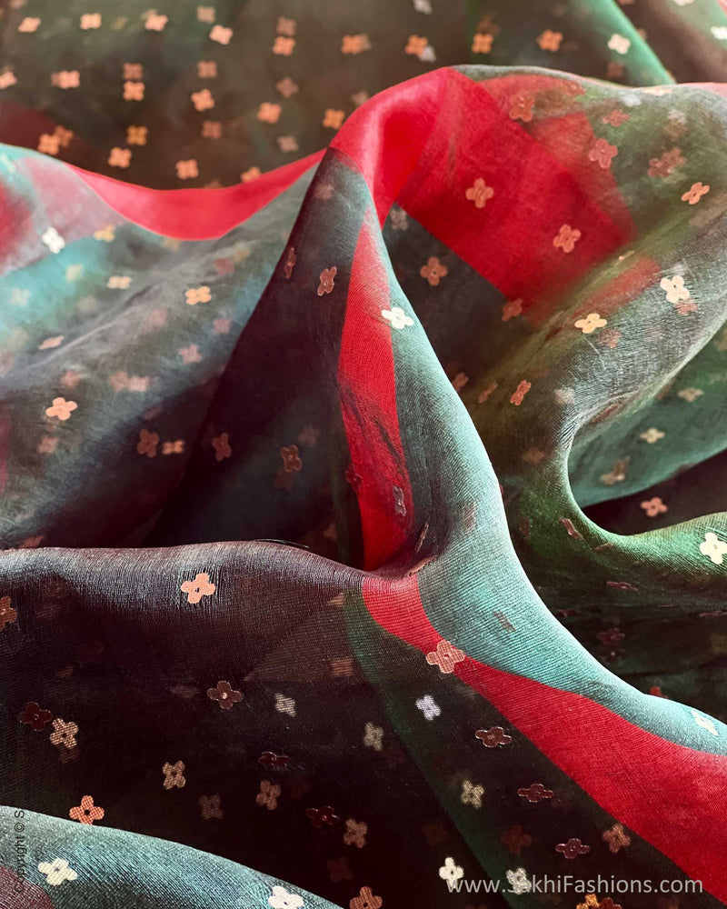 EE-V17228 Green Sequin Saree
