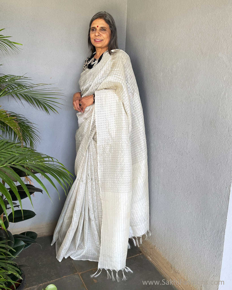 EE-V16183 White Tussar Silk