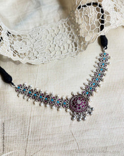 AS-V16489 Silver Turquoise Choker