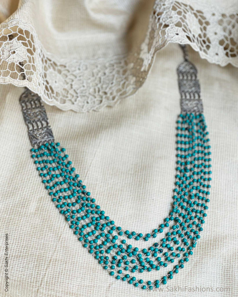 AS-V16481 Silver Turquoise Necklace