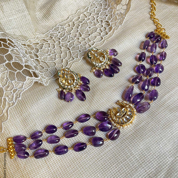 AJ V12430 Purple Choker Set sakhifashions