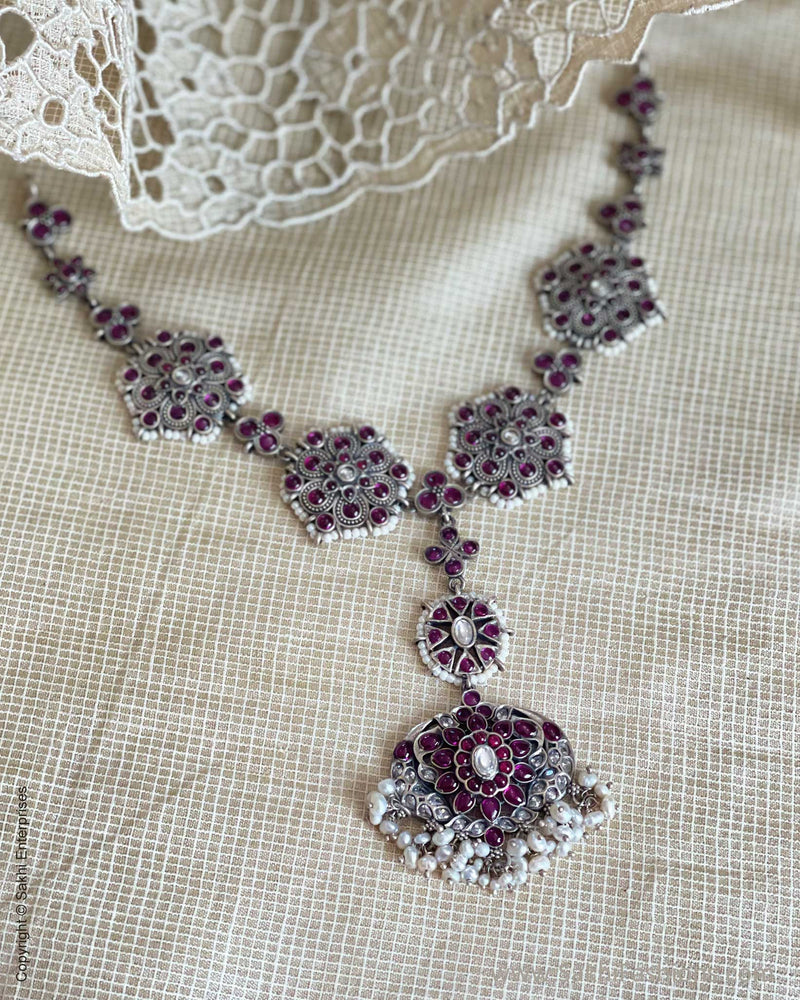 AS-V16750 Silver Ruby Necklace