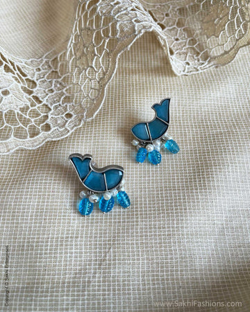 AJ-V16438 Blue Fish Earring