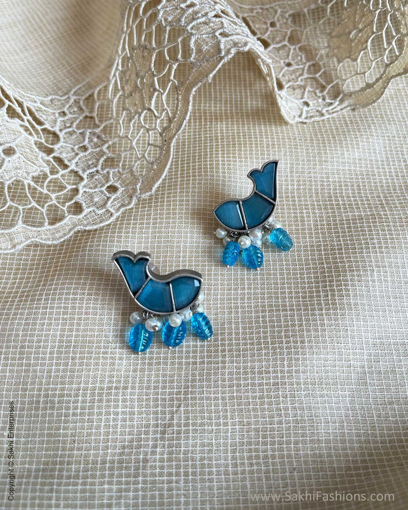 AJ-V16438 Blue Fish Earring