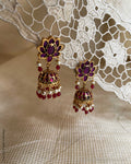 AJ-V19157 Floral Ruby Red Earrings