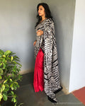 EE-S36675 Black Red Batik Saree