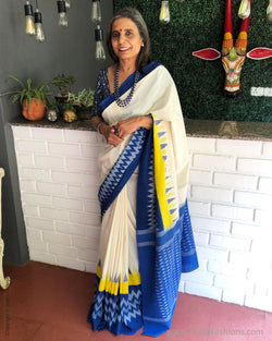 EE-S38043 Yellow Ikkat Saree