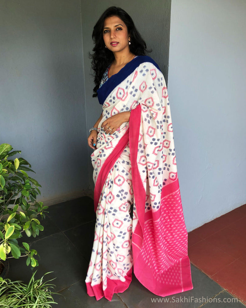 EE-S38044 Pink Ikkat Saree