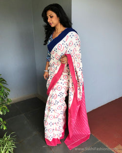EE-S38044 Pink Ikkat Saree