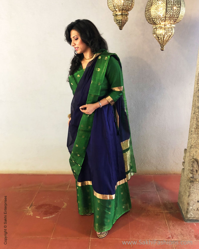EE-S24221 BlueGreen Sari Dress sakhifashions EE-S24221 BlueGreen Sari Dress sakhifashions