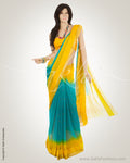 MSM-23788 Blue & Yellow Pure Georgette Saree