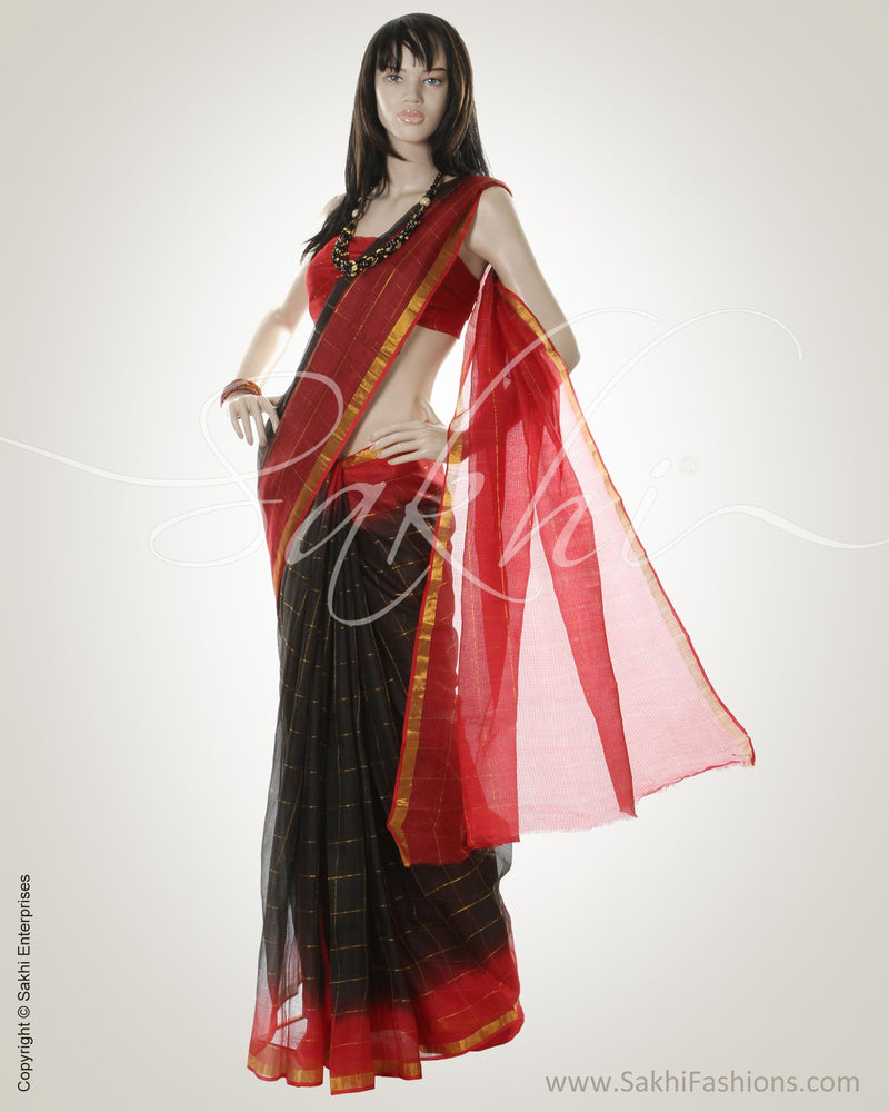 BGM-BC2 Black & Red Silk Kota Saree