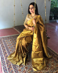 EE-S233316 - Honey Gold Kanjeevaram pure silk Saree