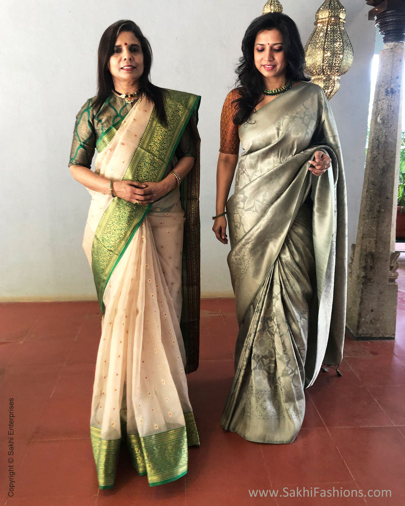 EE-S25378 Banarsi Green Saree