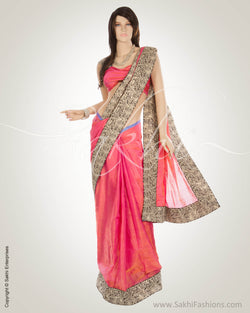 MSN-12277 - Peach & Black Pure Uppada Silk Saree