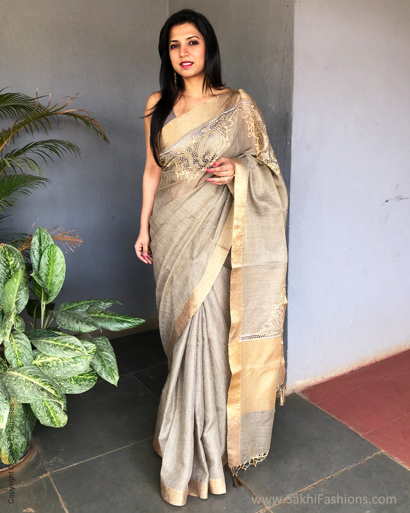 EE-S23339 GREY TISSUE BANARSI CUTWORK