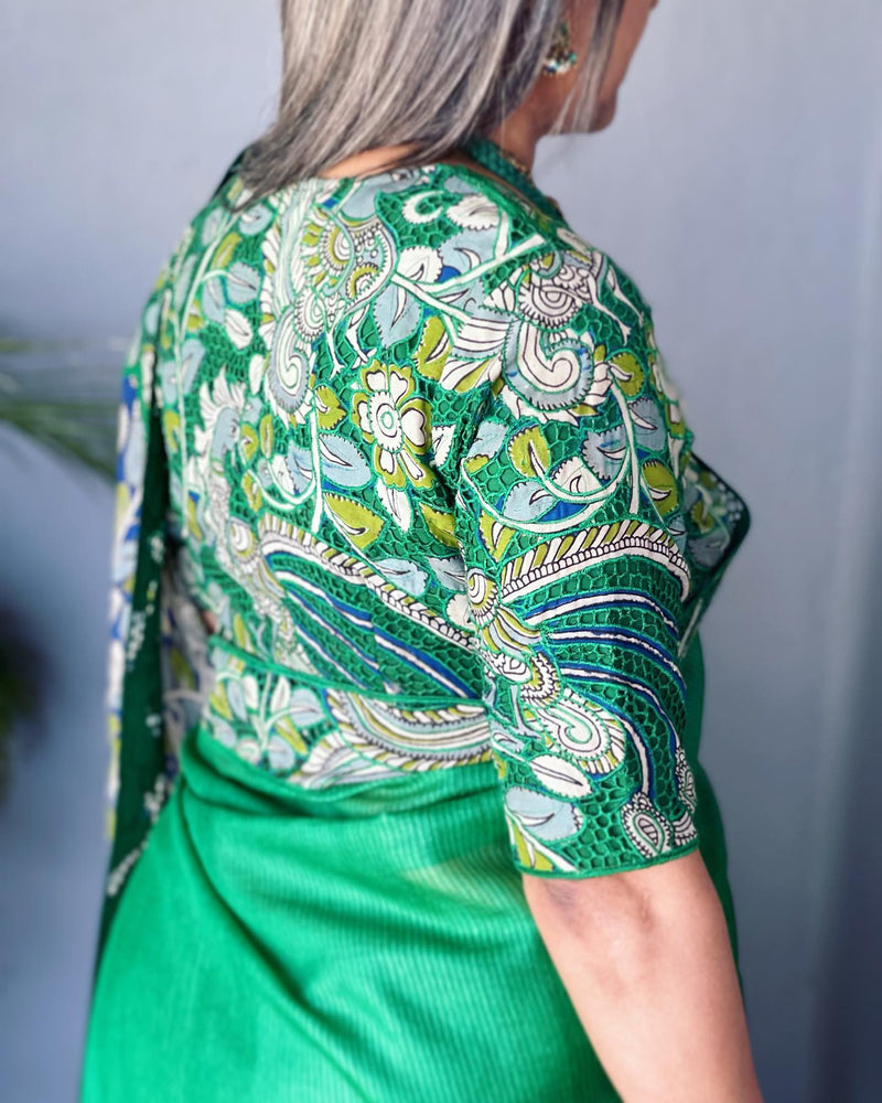BL-V16907 Green Cutwork Rblouse