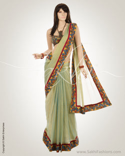 MSK-8889 - Green & Multi Pure Cotton Kota Saree