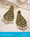 AJDS-22926 - Gold & Green Mix Metal Earring
