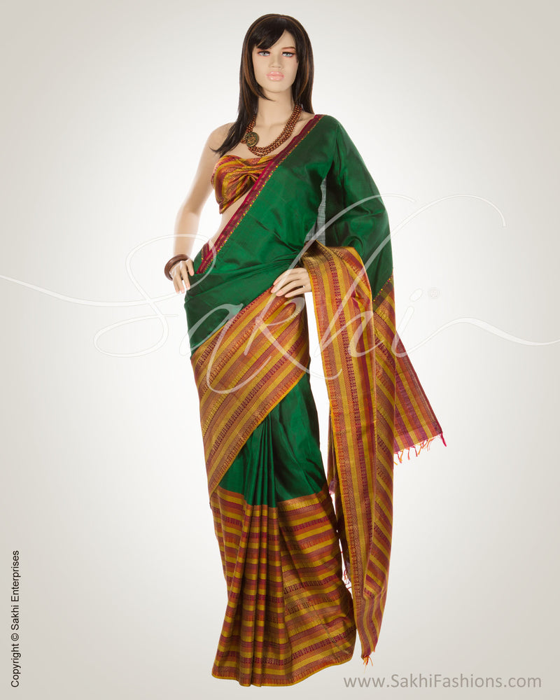 MSM-20024 Green & Multi Pure Kanchi Silk Saree