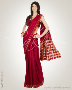 MSM-28279 Maroon & Gold Pure Silk Saree