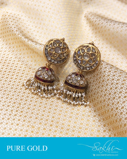 AGDS-20908 Gold Jhumka Earring