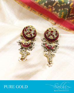 AGDS-20909 - Gold &  pure Gold Earring