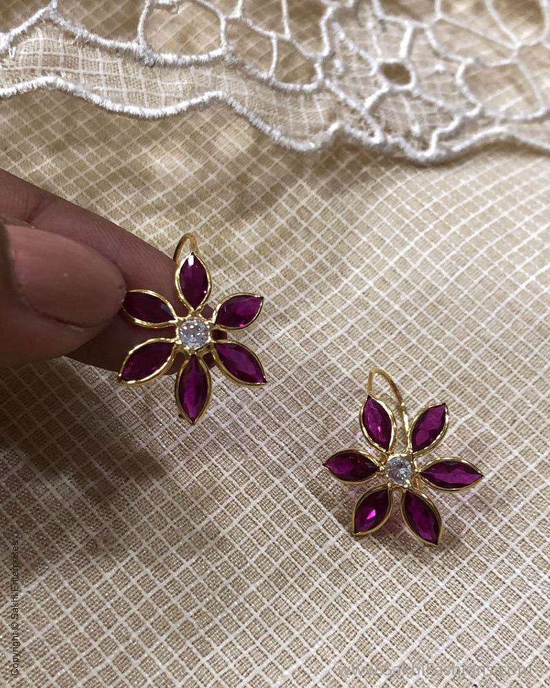 AGDS-37168 Gold ruby earring