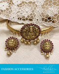 AJDS-20820 - Gold &  Mix Metal Necklace & Earring