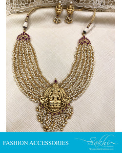 AJDS-20832 - Gold &  Mix Metal Necklace & Earring