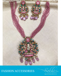 AJDS-20833 - Gold &  Mix Metal Necklace & Earring