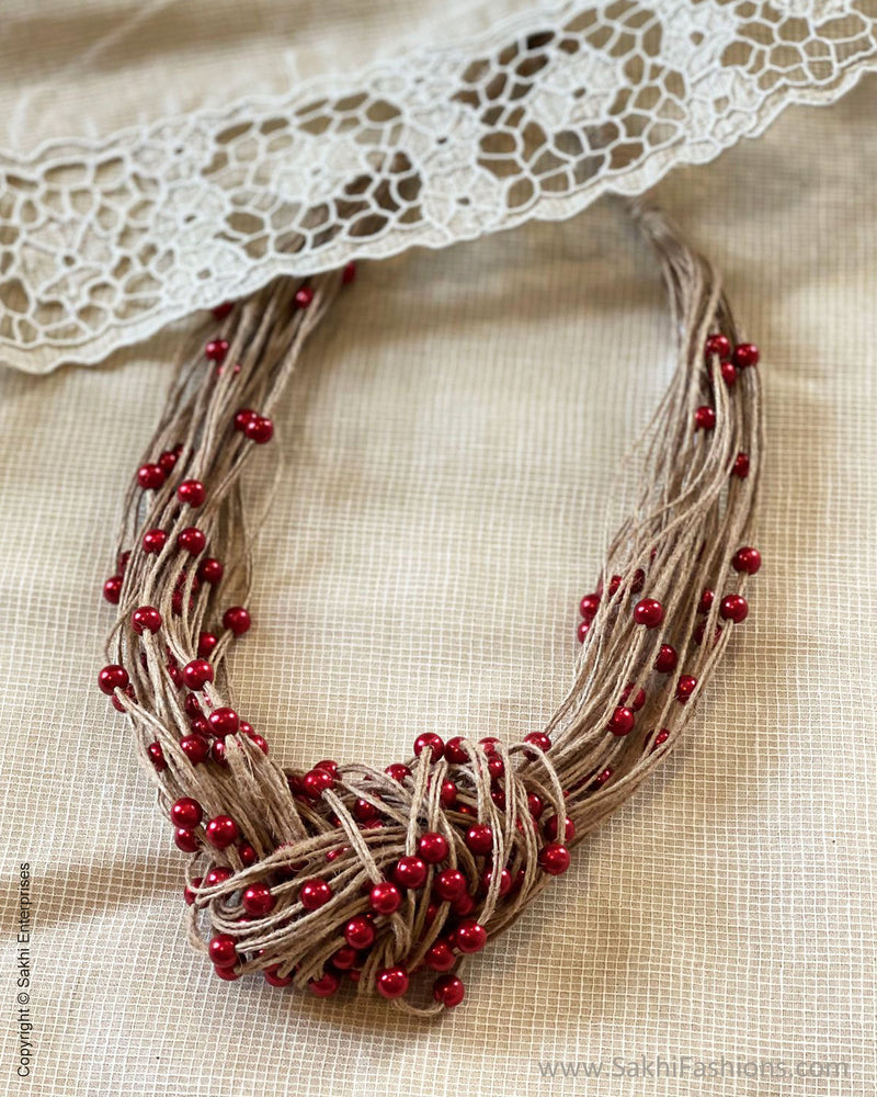AJDS-49913 Red Jute Bead Mala