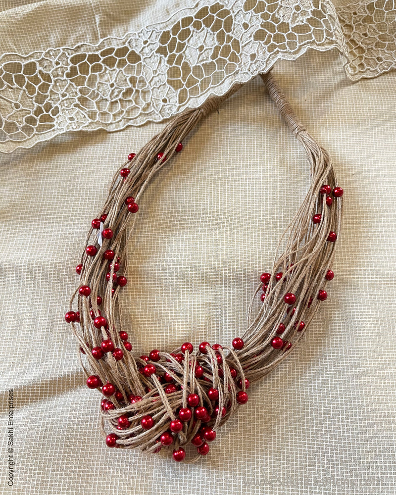 AJDS-49913 Red Jute Bead Mala