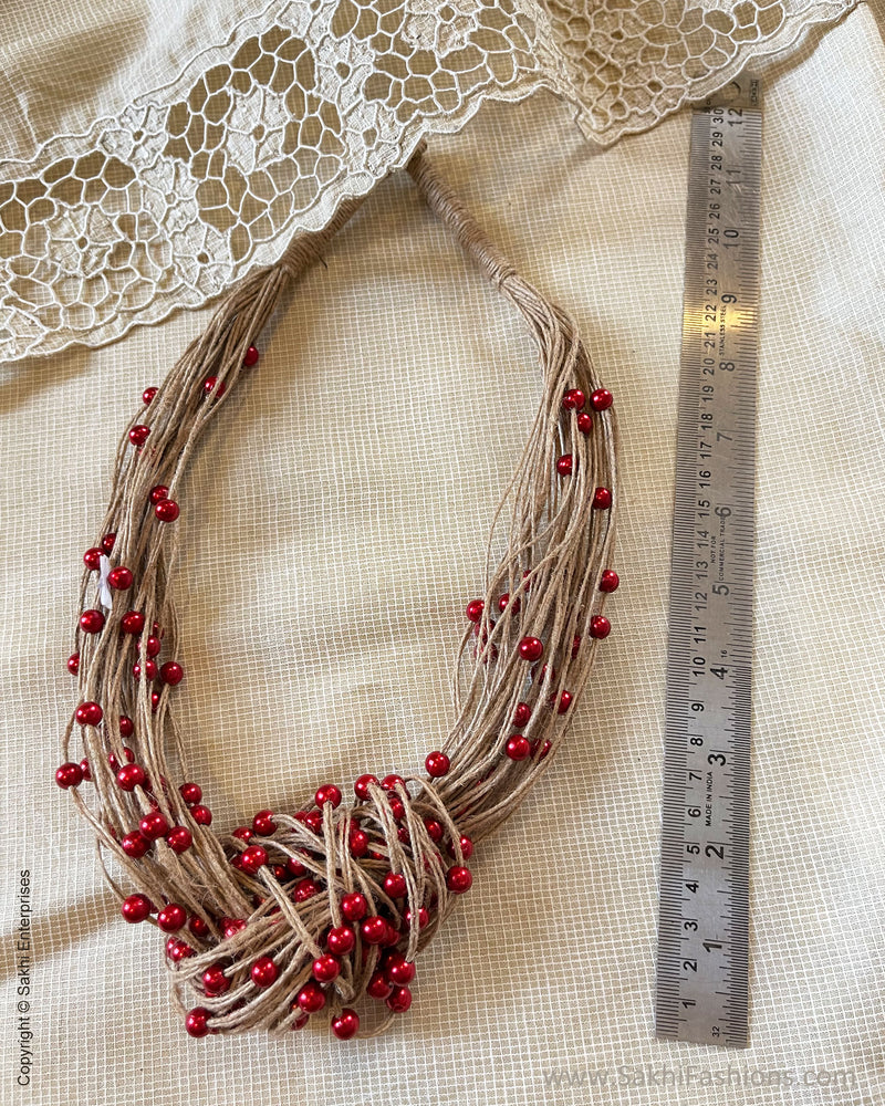 AJDS-49913 Red Jute Bead Mala