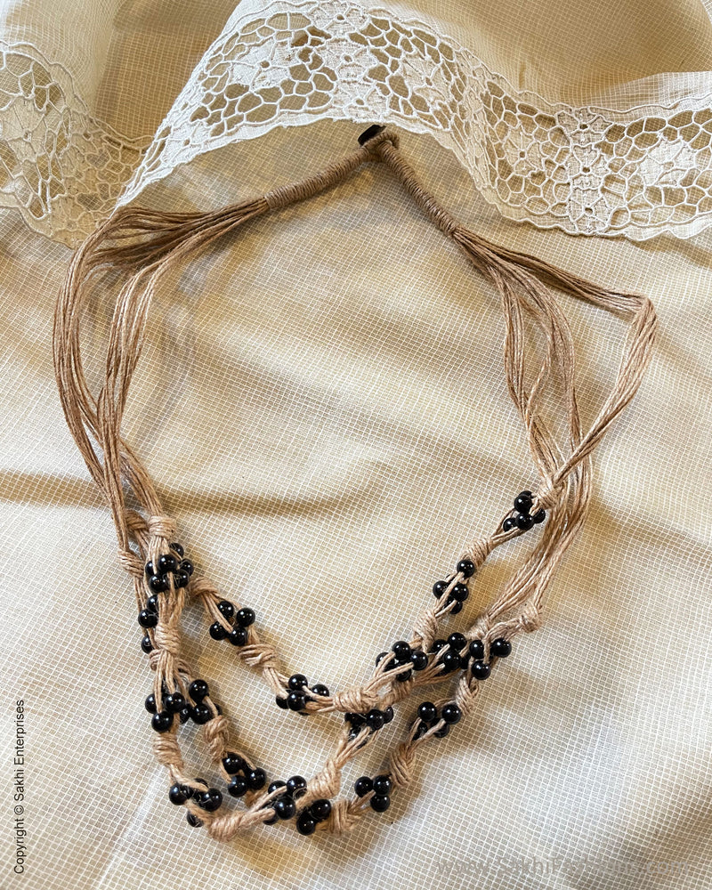 AJDS-49920 Black Jute Bead Mala – sakhifashions