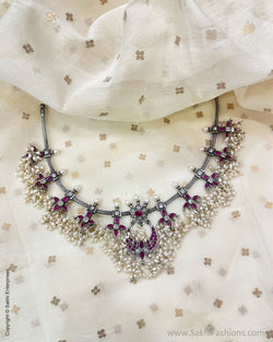 AS-V06014 Silver Kundan Necklace