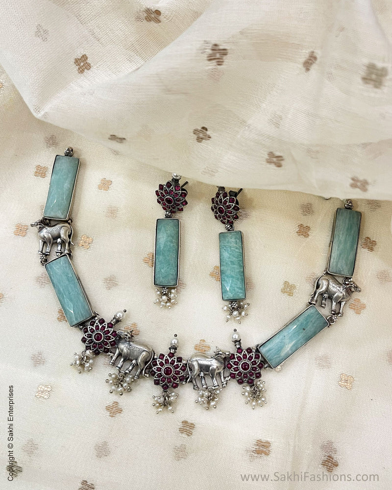 AS-V06015 Silver Kundan Necklace