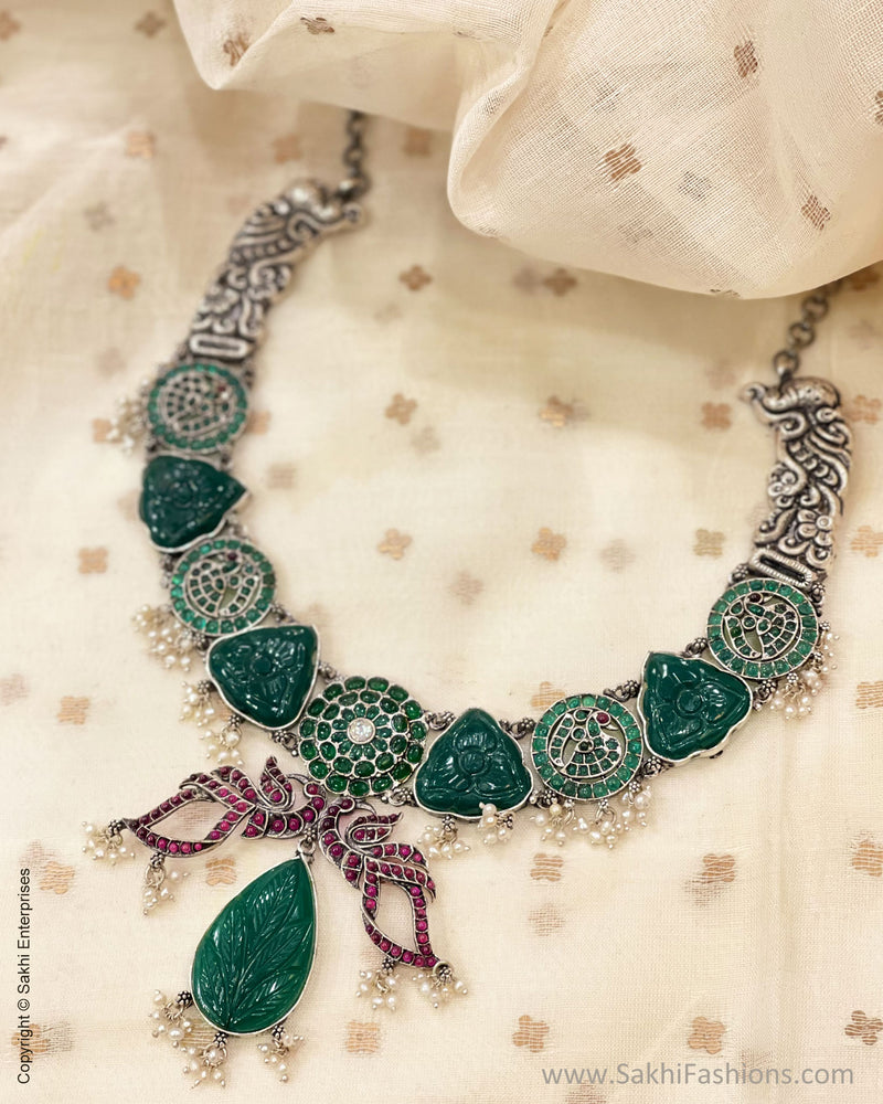 AS-V06018 Silver Kundan Necklace