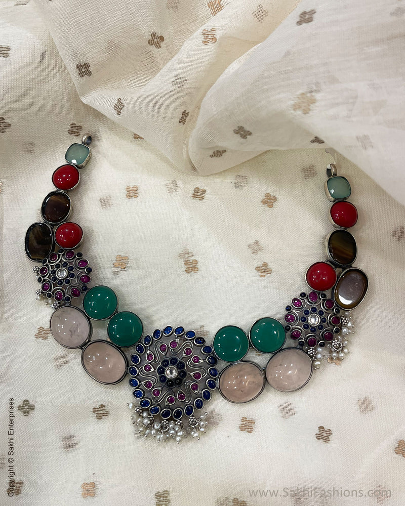 AS-V06034 Silver Kundan Necklace
