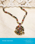 ASDS-20448 - Silver & multi pure Silver Navarathna Necklace