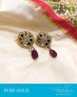 AGDS-20867 - Gold &  pure Gold Earring