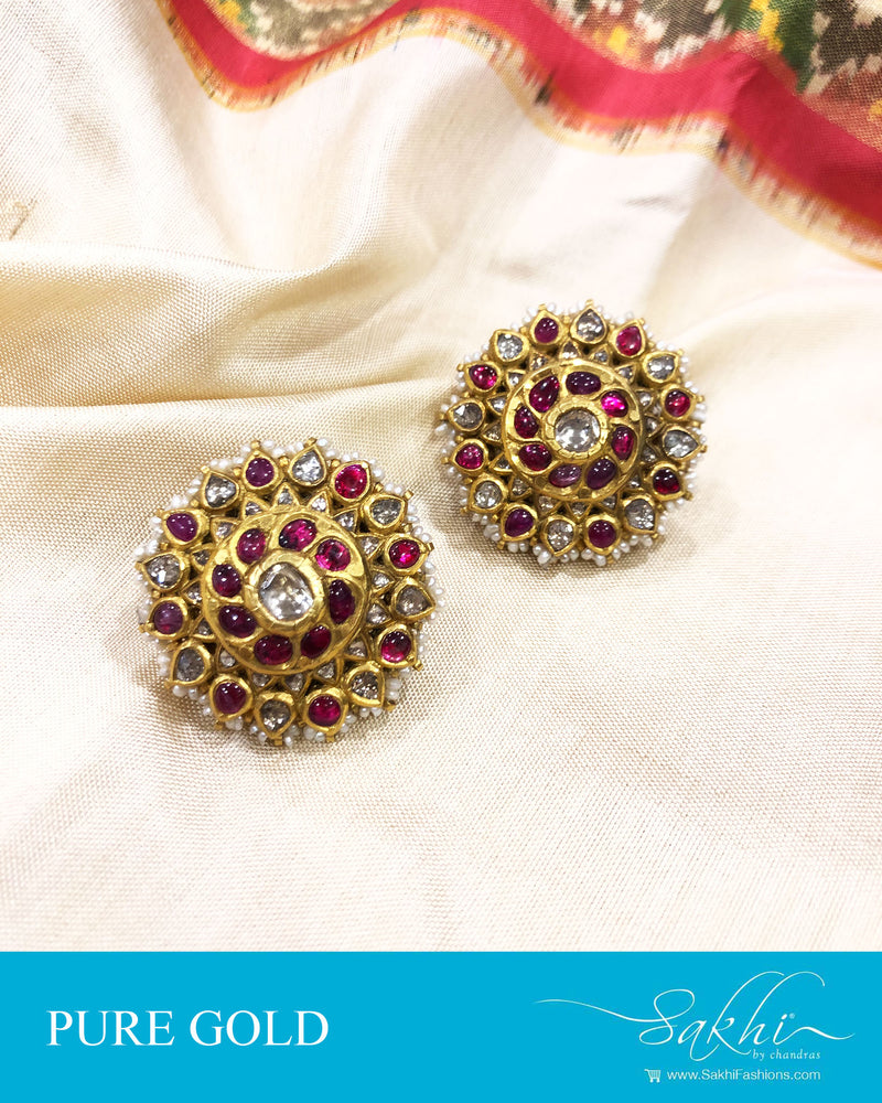 AGDS-20869 - Gold &  pure Gold Earring