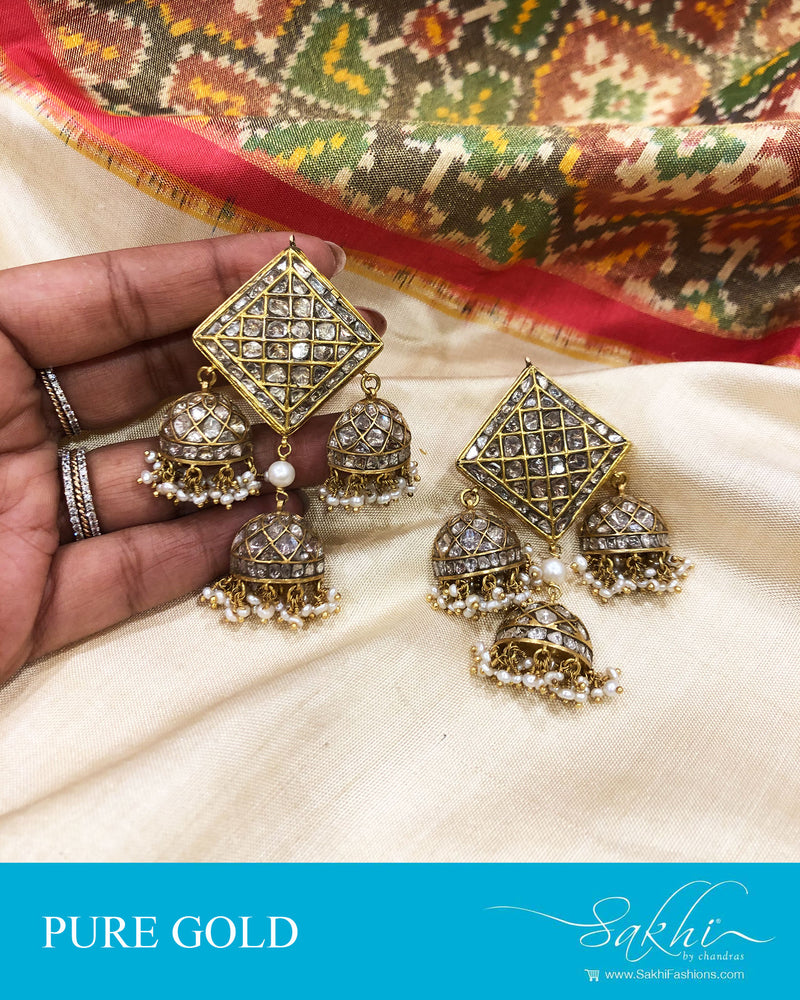 AGDS-20870 - Gold &  pure Gold Earring