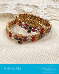 ASDS-21511 - Silver & multi pure Silver Navarathna Bangle