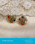 ASDS-21515 - Silver & multi pure Silver Navarathna Earring